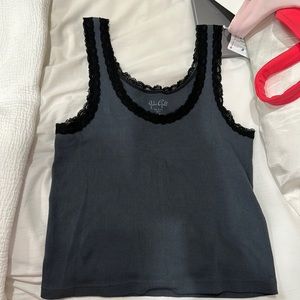 brandy melville grey lace tank
